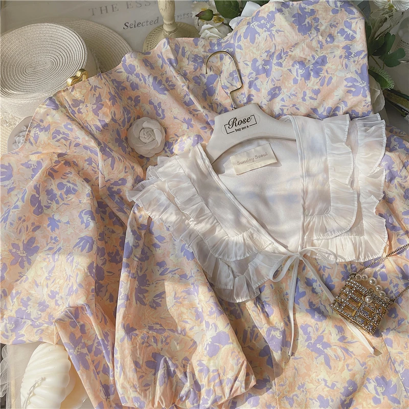 

New getting out of the oil painting fairy falbala collar broken beautiful dress dress