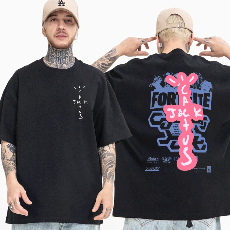

Travis Scotts Tees Fashion Streetwear Hip Hop T-shirts Hip Hop Cactus Jack Swag Print Women Men T Shirt Short Sleeve Cotton Tops