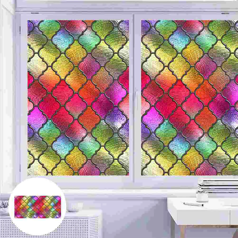 

Window Film Privacy Glass Frosted Stickers Decal Rainbow Cling Stained Decals Adhesive Decorative Vinyl Static Shading Non