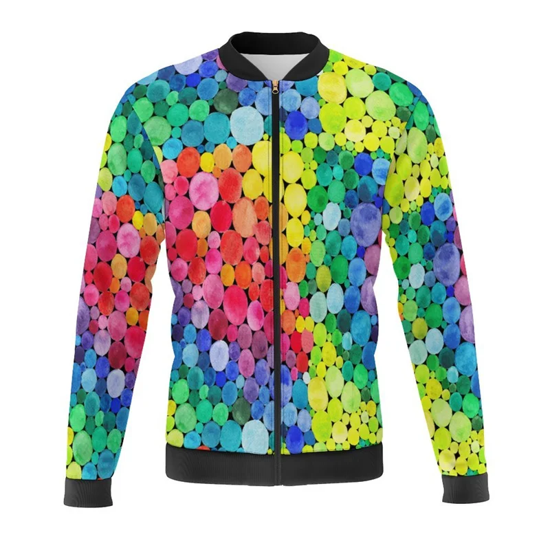 Куртка-бомбер мужская оверсайз на молнии с объемным абстрактным рисунком