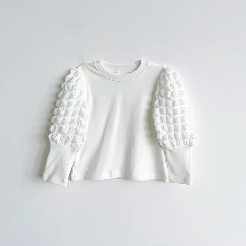 2022 Spring Children's Clothing Puff-sleeved Girls' Bottoming Shirt Foreign-style Cotton Long-sleeved Children's T-shirt