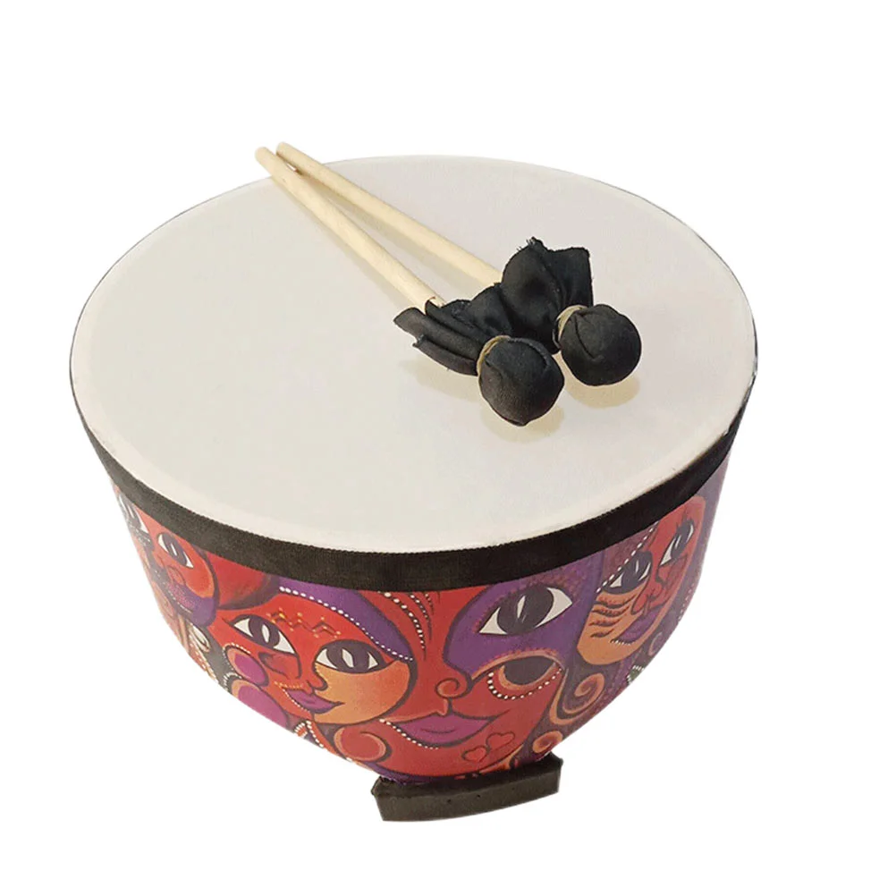 

Drum Floor Kids Toy Tom Percussion Inch Musical Instrument Mallets Orff Music Montessori Indian Toys Beaters 8” Wooden Children