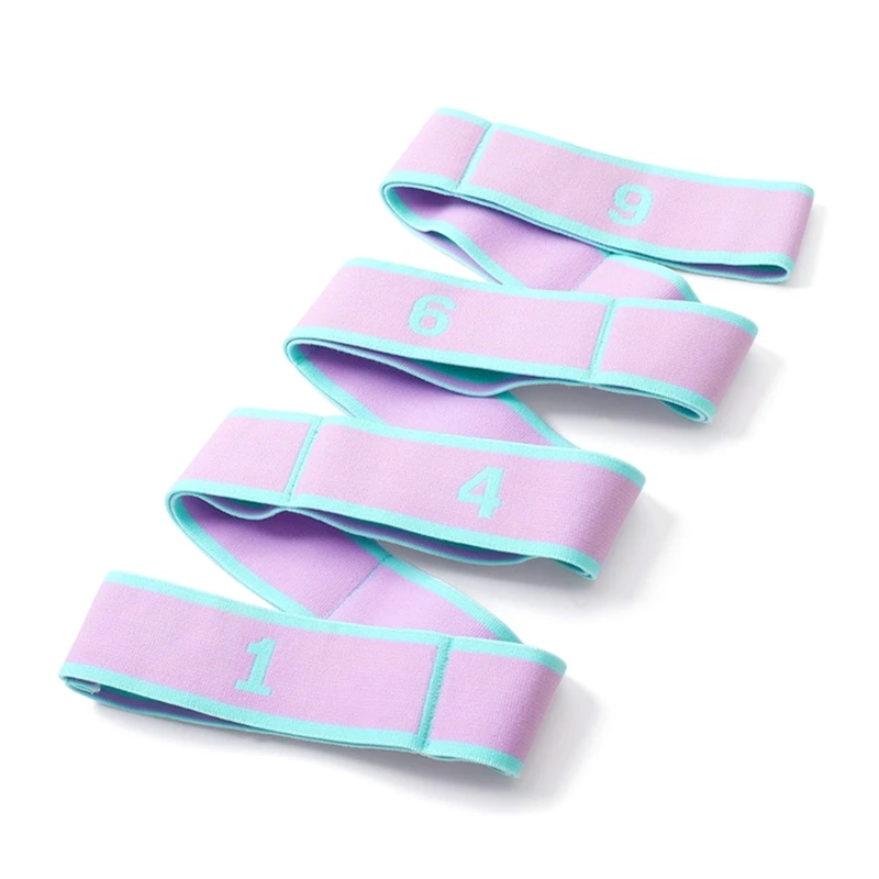 F1FD Растягивающийся ремень Ремень для йоги 9-петлевой эластичный ремешок