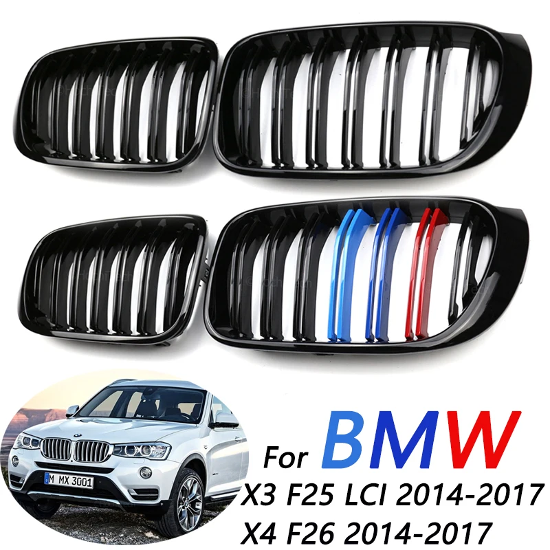 

The piano black M Look High Quality ABS Car Styling Front Kidney Grille Dual Slat Grille for BMW X3 F25 X4 F26 14-18 Accessories