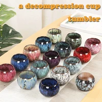 creative japanese style ceramic kiln turned coffee cup tumbler tea master single cup transfer decompression household tea cup