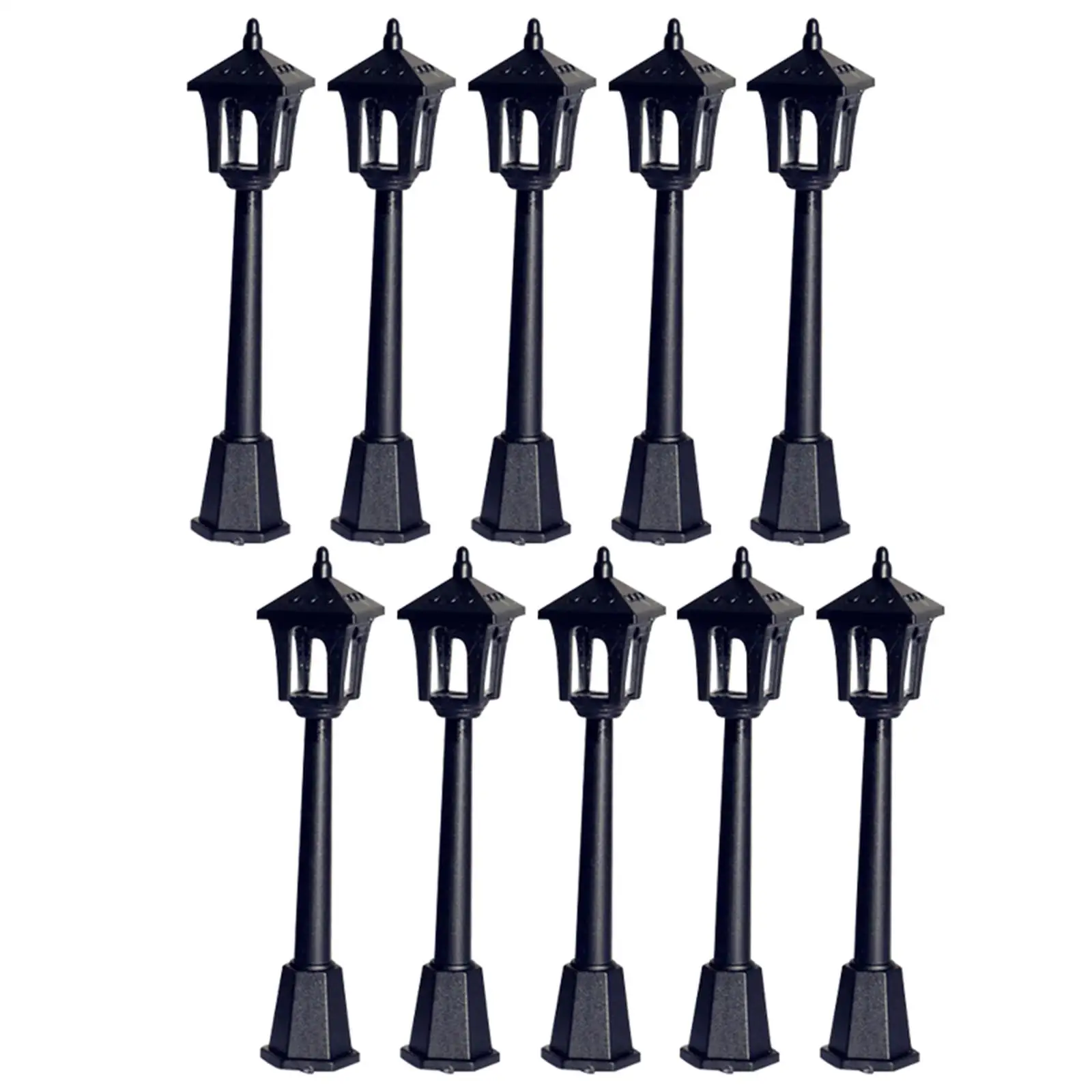

10 Pieces Miniature Village Pathway Lantern Post Model Railway Train Lamp Post Lights for Landscape Decorations Accessories Gift