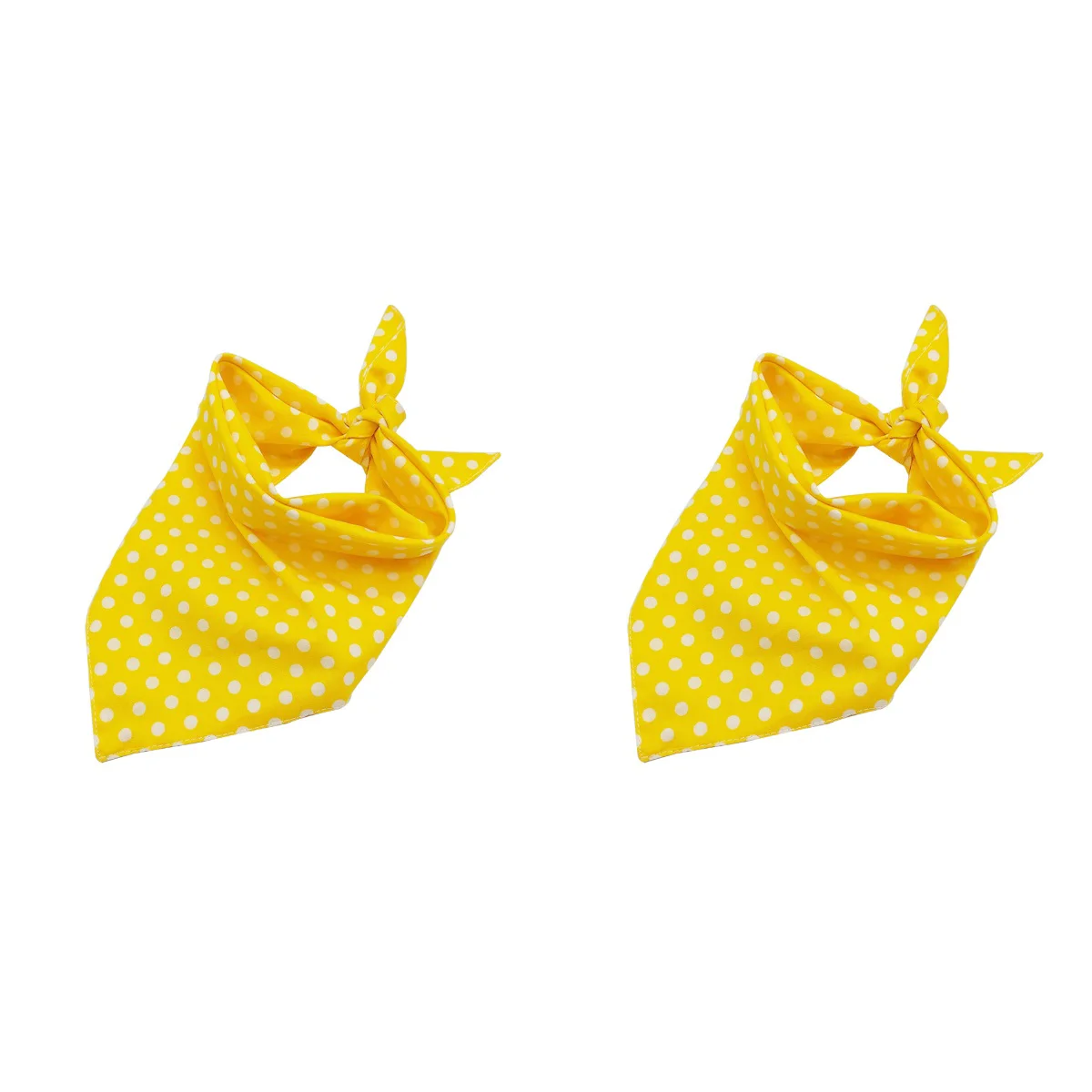 

2pcs Fashion Triangular Collar Pet Supplies Double Sided Collar Bib Round Dot Saliva Collar (Yellow)