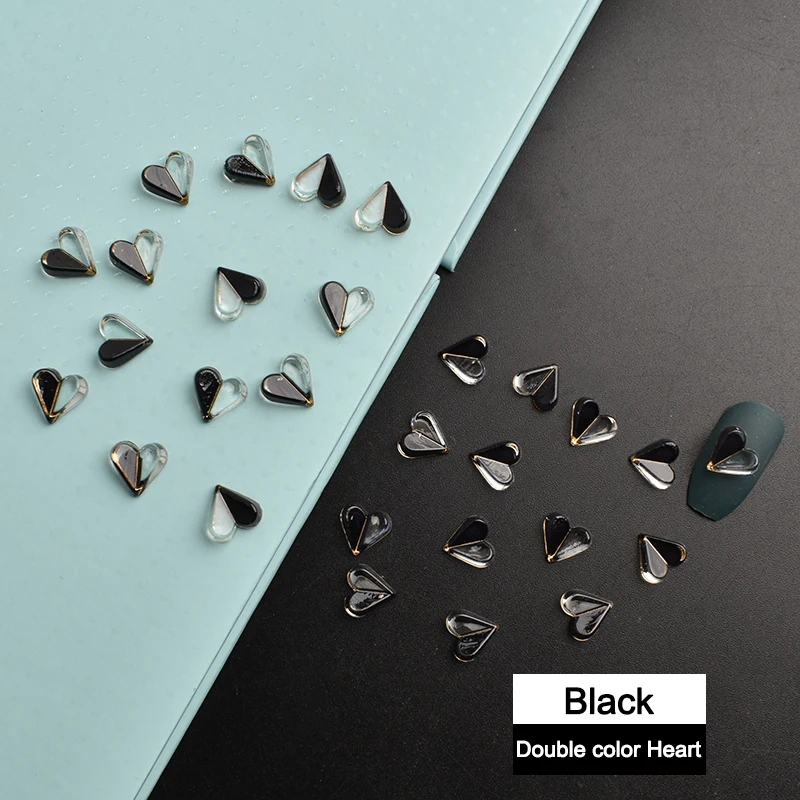 Двойной контрастный полимерный декор в форме сердца для ногтевого дизайна