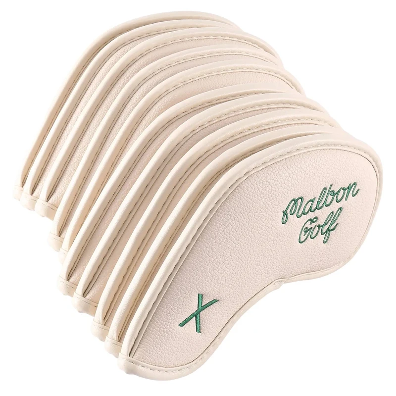 

10 Piece Set Fisherman's Hat Golf Iron Cover Cover Irons Club PU Leather Golf Head Cover Golf Replacement