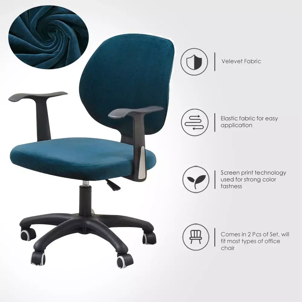 

Velevet Chair Cover for Office Chair Computer Game armhair Slipcover Elastic Cover for cadeiras de escritório 2PCS of Set