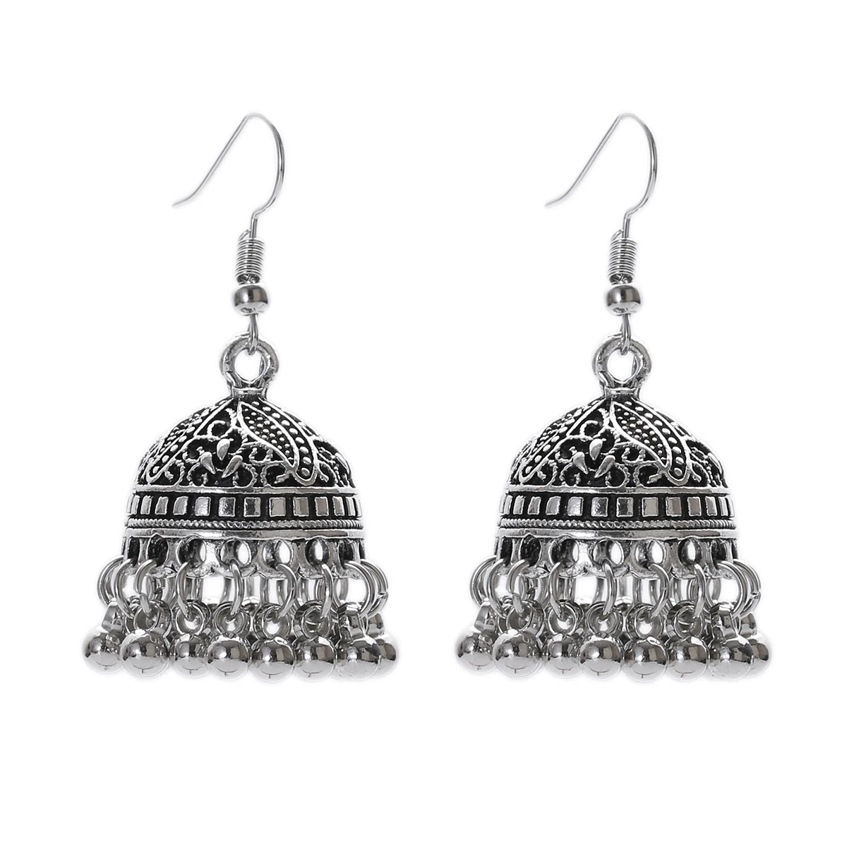 Фото Серьги для пирсинга индийские ювелирные изделия Jhumka серьги с кисточками Женские аксессуары Серьги серебряного цвета модные серьги для вечерние №4