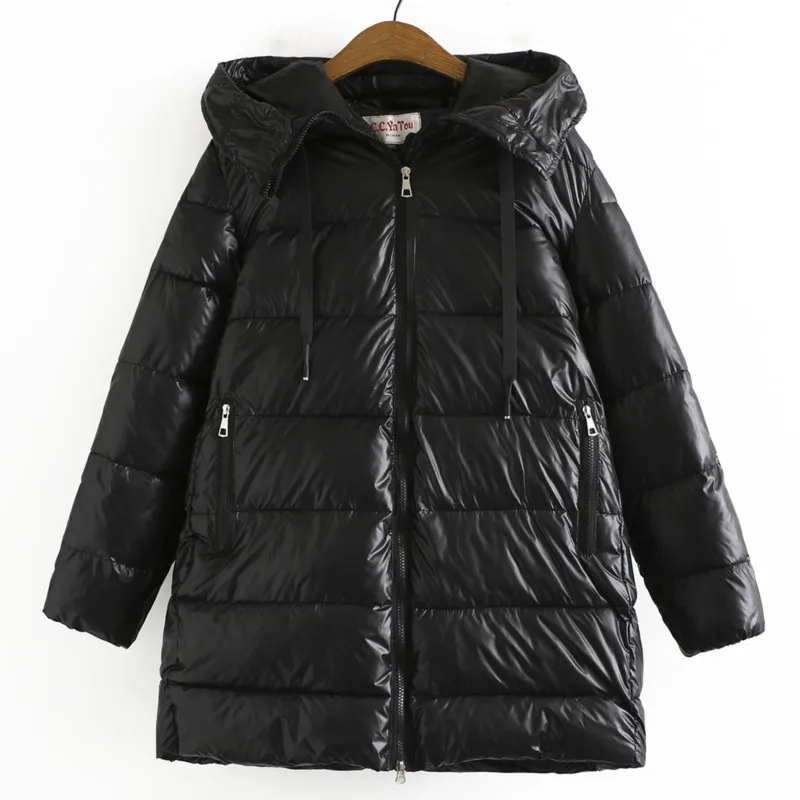 5XL Winter Parka Plus Size Women Clothing Loose Fit Long Padded Jacket Hooded Zip Pocket Thick Down Cotton Keep Warm Coat