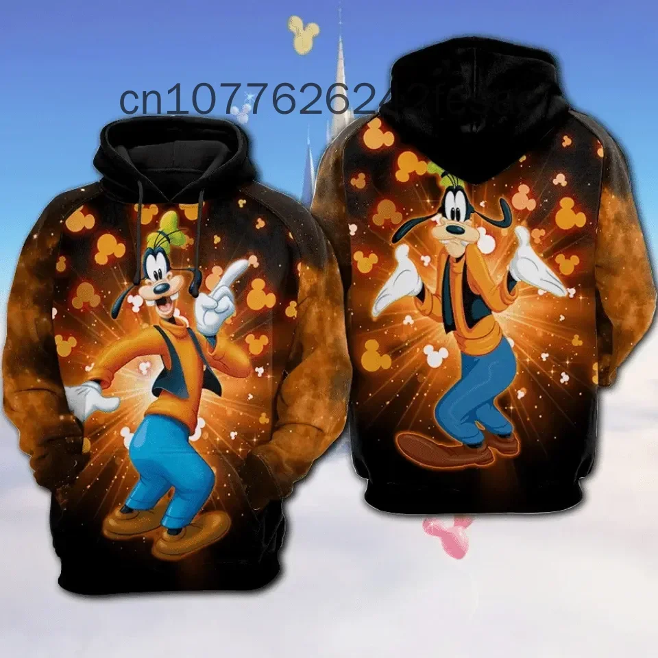Новинка 2024 года толстовка с капюшоном Disney Goofy 3D Повседневная винтажная Толстовка