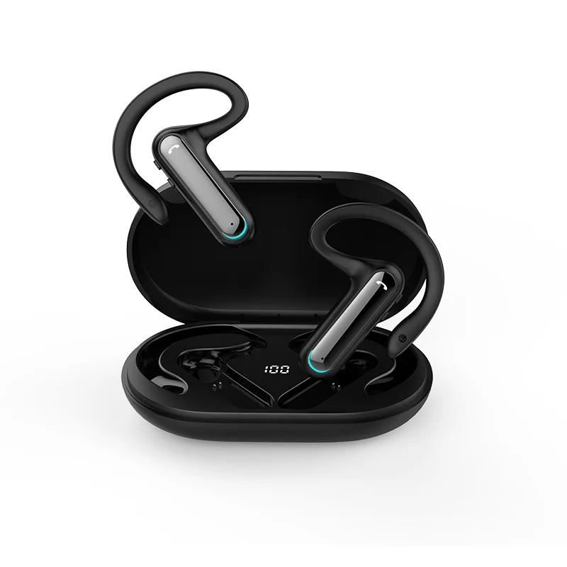 

Беспроводная Спортивная Bluetooth-гарнитура pnamci, новинка, TWS бинауральная костная проводимость с цифровым дисплеем, крепление на ухо
