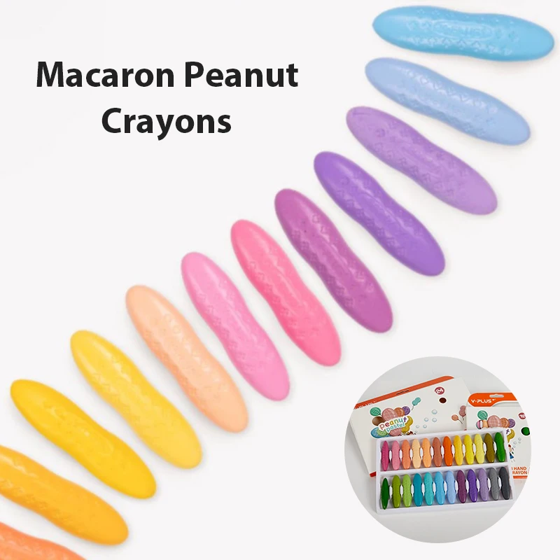 

Macaron Colorful Peanut Crayons Washable Drawing Set Wax Pencils Oil Pastels