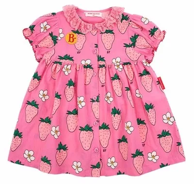 

2023 летнее платье Детская одежда для девочек Удобное повседневное модное платье с принтом клубники