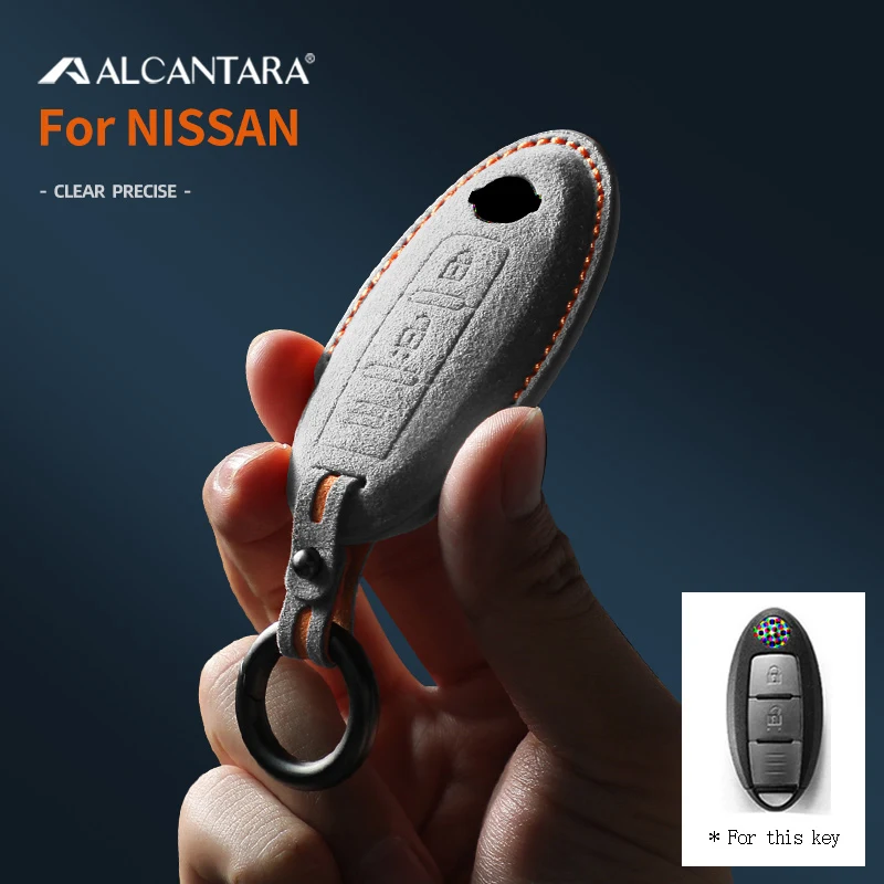 

For Nissan Qashqai J10 J11 March Tiida NV200 Leaf Kicks Cube X Trail T32 T31 Alcantara Car Key Case Cover Shell Keychain Styling
