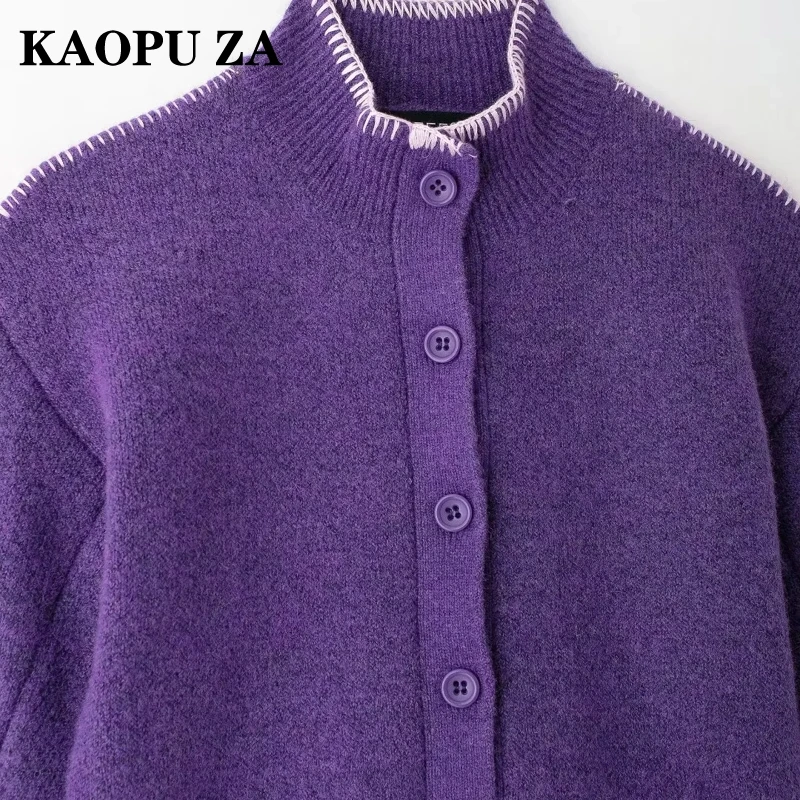 KAOPU ZA 2024 новый осенний женский повседневный кардиган с воротником-стойкой и