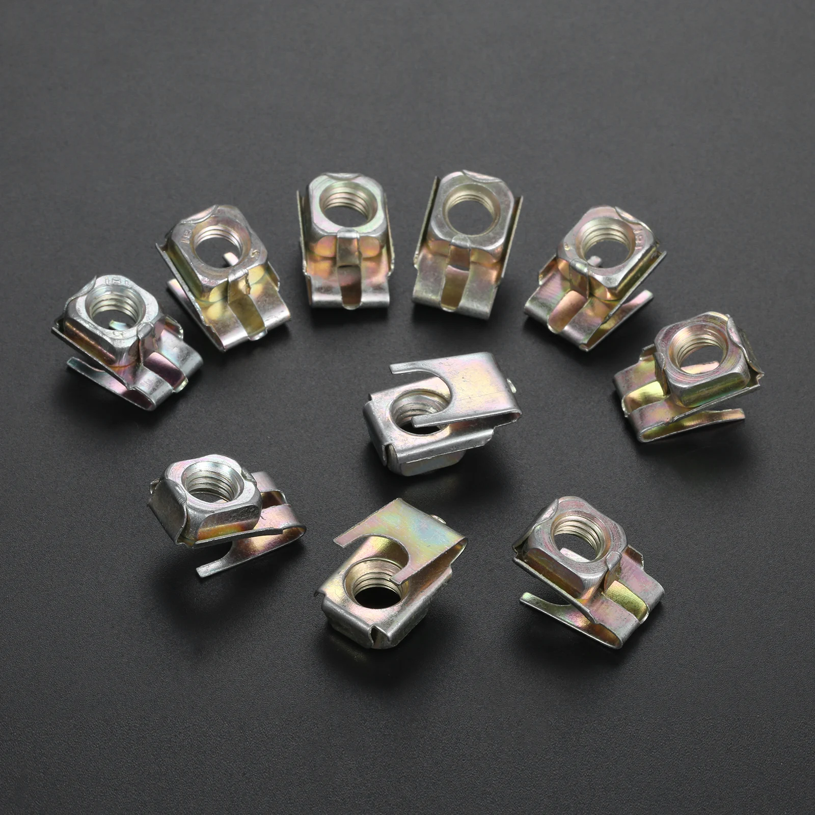 

10 шт. Автомобильные 6 мм 8 мм Винтовые металлические клипсы для пластины U-образные клипсы скоростные гайки для автомобильного номерного знака крыла универсальные гайки M6 M8