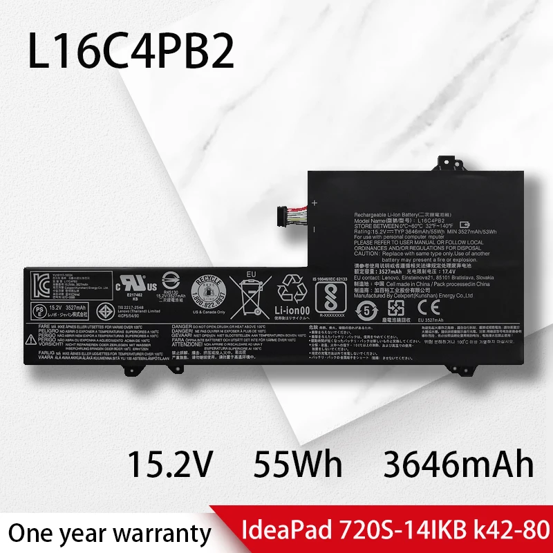 

L16L4PB2 L16C4PB2 L16M4PB2 Laptop Battery For Lenovo Ideapad 720S-14IKB IdeaPad V720-14-ISE V720-14IKB k42-80 Xiaoxin Air 14 Pro