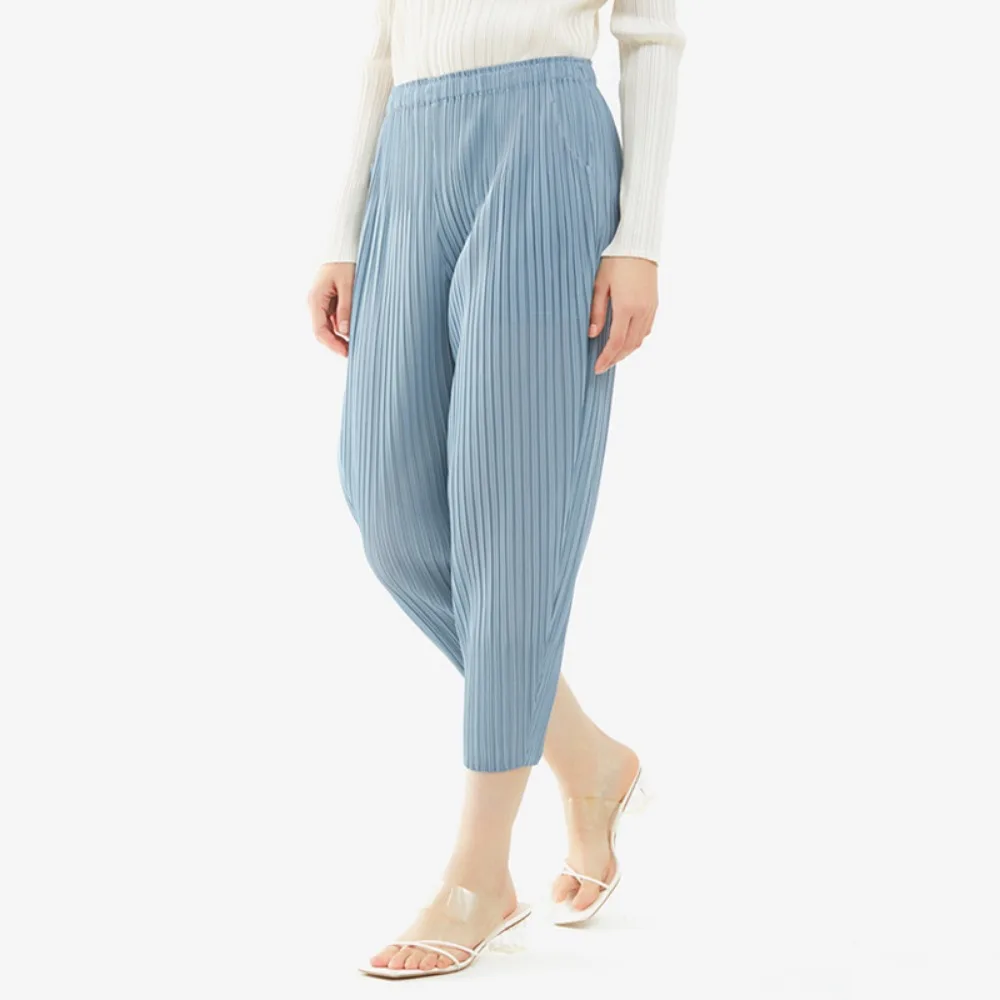 Плиссированные простые повседневные брюки новинка Женские Простые дышащие