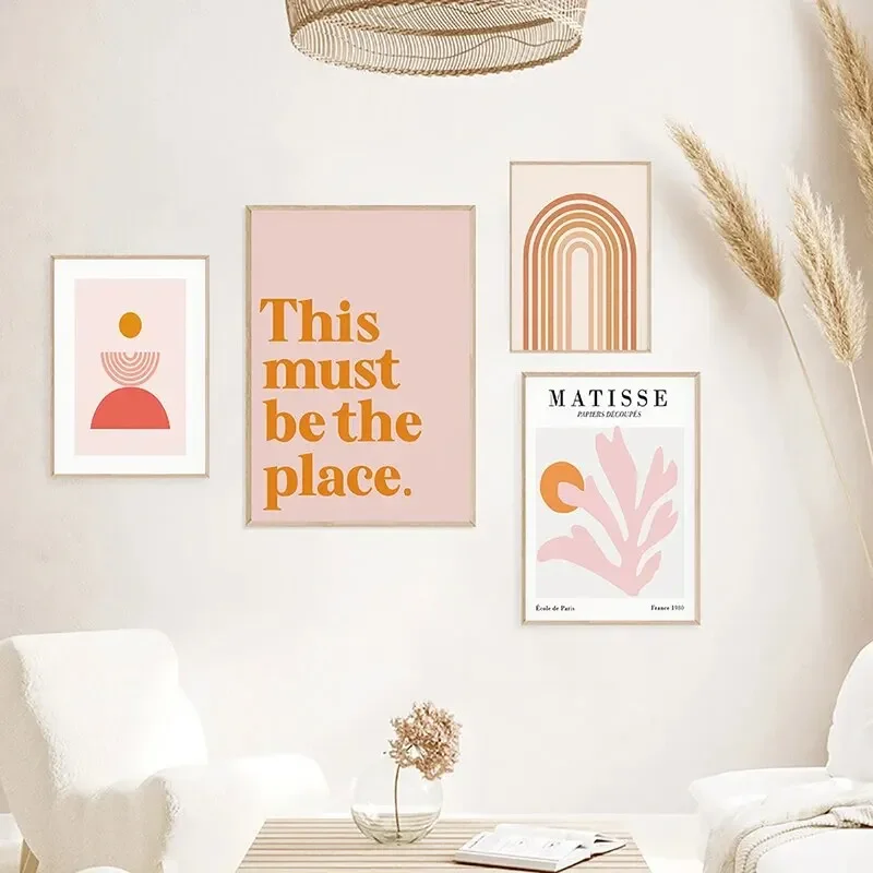 

Абстрактная Матисс розовая оранжевая фотография искусственное богемное растение плакаты и принты скандинавский Декор для дома настенная живопись