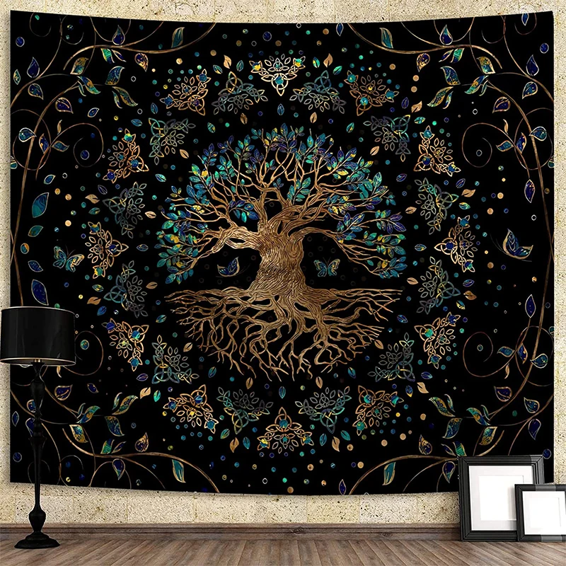Tree Of Life Tapestry Mandala Trippy Tapestry Psychedelic Bohemian Forest Wishing Tree Nature Spiritual Dorm Room Home Decor