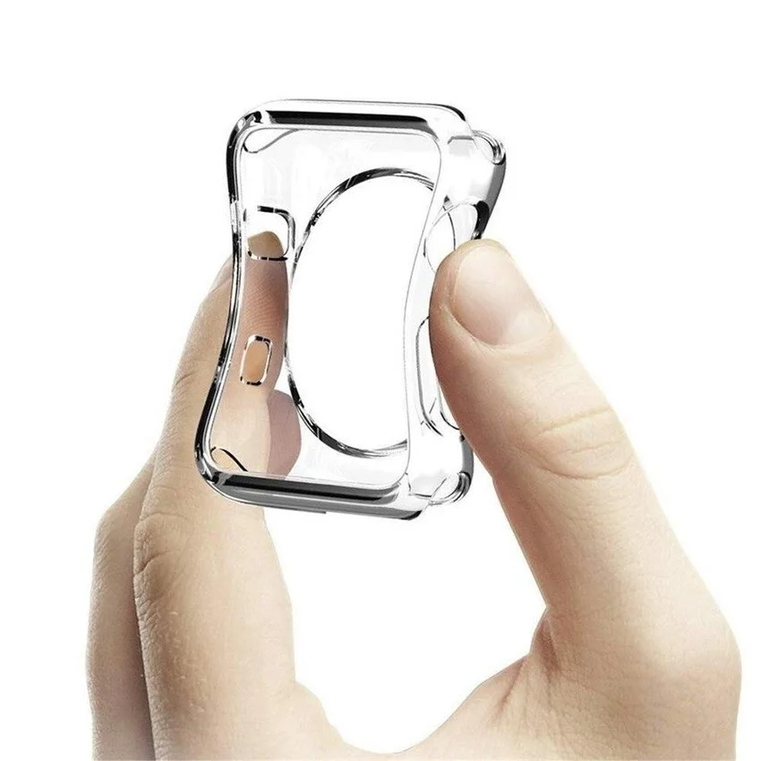 Full Coverage Soft TPU Clear Smart Watch Protect Case for Apple Watch Series 4/5/6/SE 44mm/40mm 2/3 38mm/42mm TPU Protector
