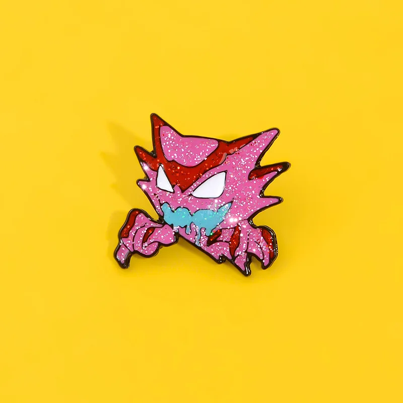 

XM-funny Cartoon mythical pink big mouth strange teeth dancing claws weird expression creative drip brooch trend badge jewelry