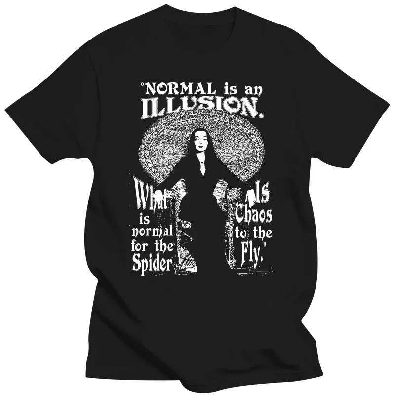 Фото Футболка мужская летняя унисекс с принтом Morticia нормальный Is An Illusio, классическая одежда с изображением фильма в стиле Харадзюку, размеры от S до 5Xl №1