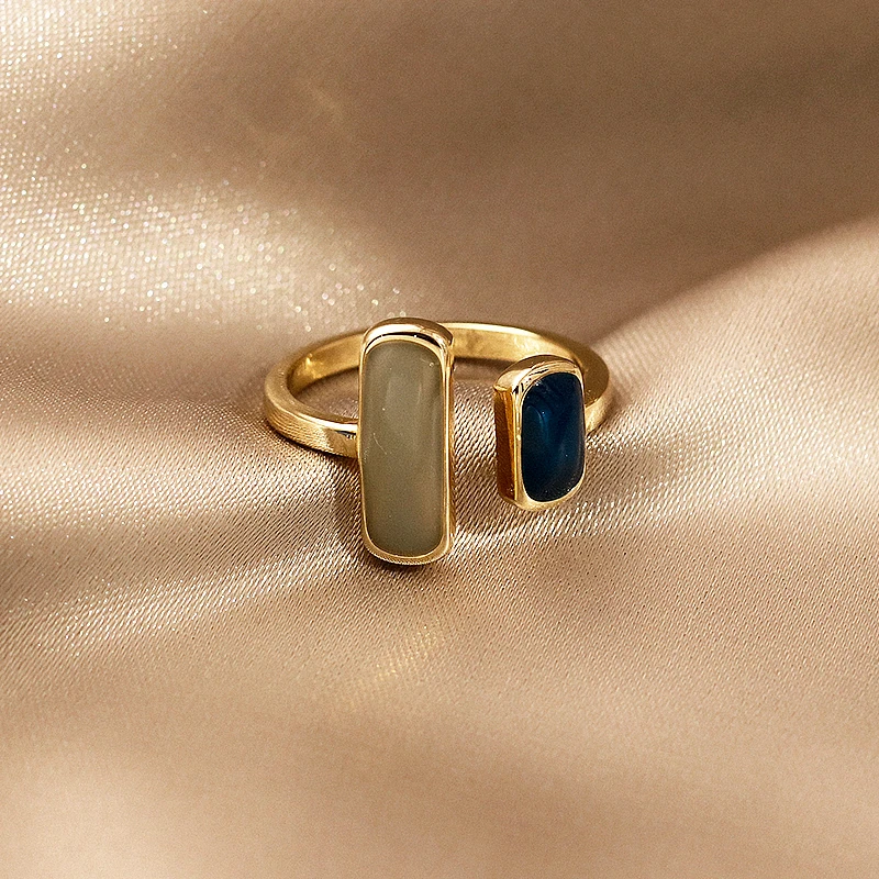 

French Retro Romantic Drop Glaze Open Rings for Woman Fashion Jewelry Party Girls' Luxury Ring With Delicate Gift Box
