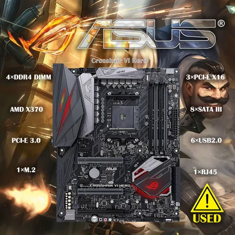 Б/у материнская плата ASUS ROG Crosshair VI Hero AM4 AMD X370 SATA 6 Гб/с USB 3,1 ATX AMD