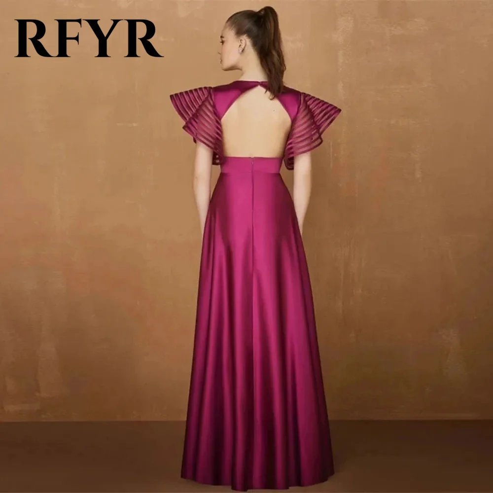 RFYR Fushcia вечерние платья с V-образным вырезом рукавами-крылышками Женское Платье