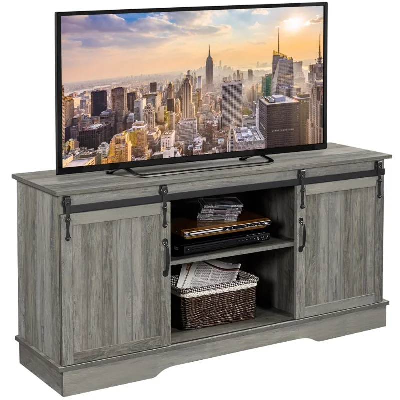 

Woven Paths Classic Farmhouse TV Stand for TVs up to 65", Grey Wash living room furniture tv stand cabinet