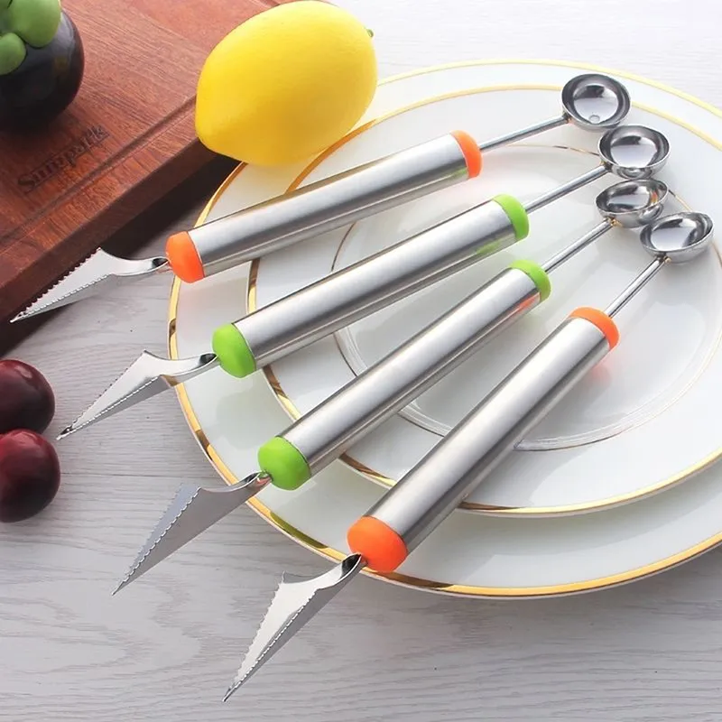 

Melon Spoon Fruit Platter Carving Knife Ice Cream Dig Scoop Watermelon Kitchen DIY Cold Dishes Gadgets Slicer Tools Food Cutter