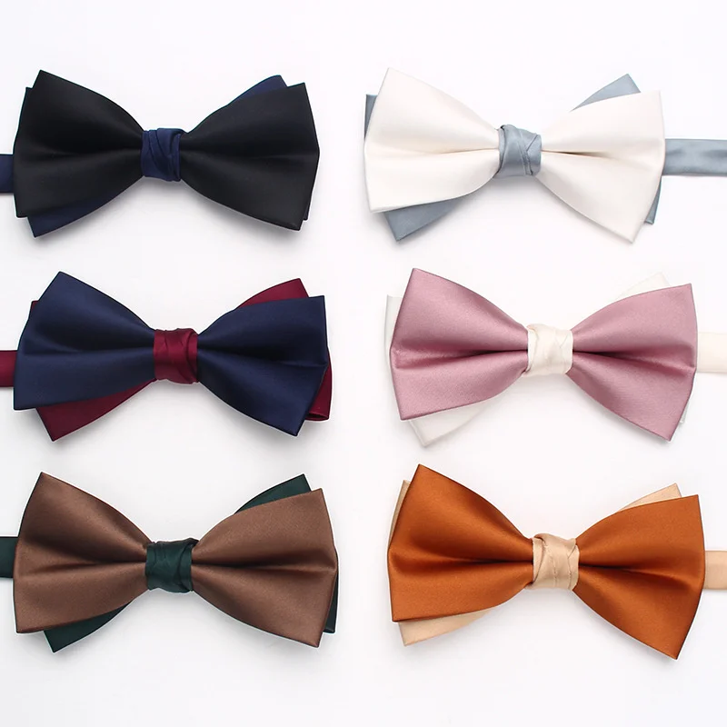 

Новинка 2023, британский однотонный коричневый галстук-бабочка для мужчин и женщин, двухслойный галстук-бабочка, Повседневная рубашка, галстук-бабочка, Свадебный костюм, бант