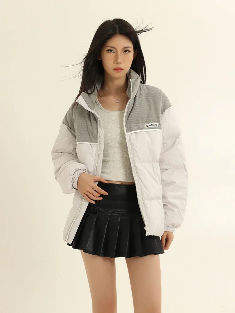 Американский уличный вельветовый лоскутный воротник-стойка 90 пуховик на утином