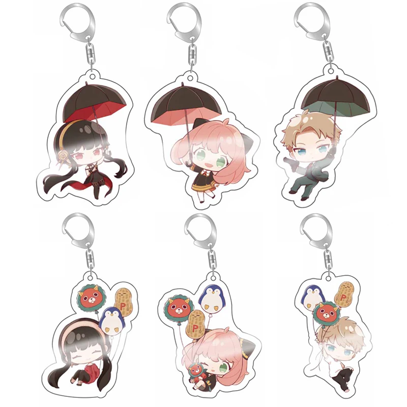 

Anime SPY X FAMILY Key Chain Acrylic Cartoon Loyor Anya Yor Figure keychains Metal Holder Key Ring Jewelry Gifts Props Cosplay
