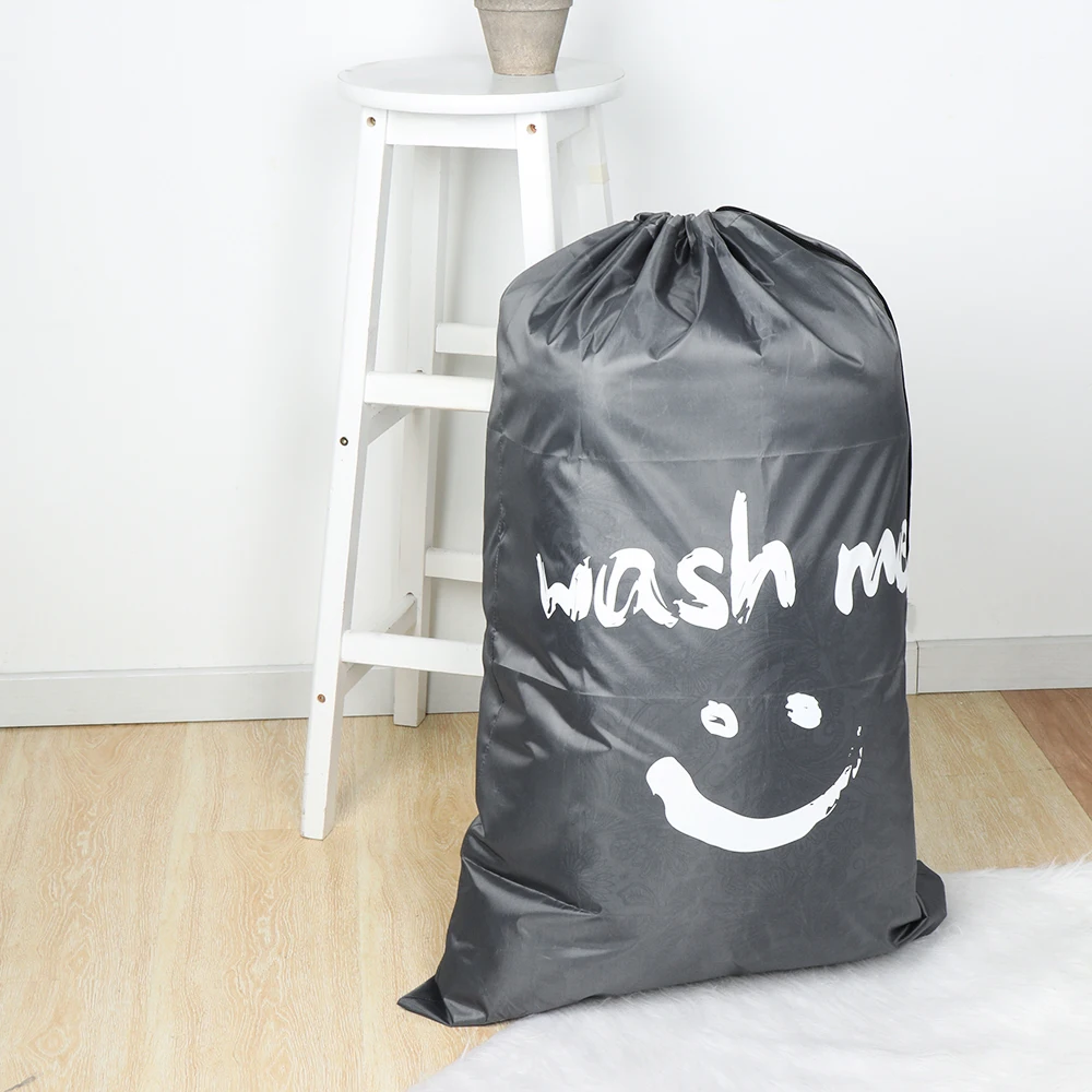 

Fashion Smile Shape Nylon Laundry Bag Wash Me Travel Storage Pouch Machine Washable Clothes Organizer Dirty Wash Drawstring Bag