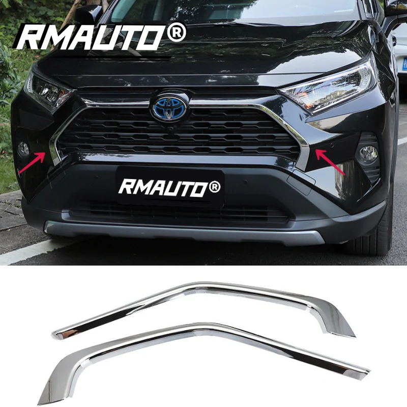 

Chrome Car Front Grill Trim Strips Cover Front Bumper Decoration Cover Styling Grille Protector For Toyota RAV4 XA50 2019-2021