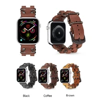 for iwatch series se654321 punk style genuine leather watch strap for apple watch 38mm 40 42 44mm bracelet