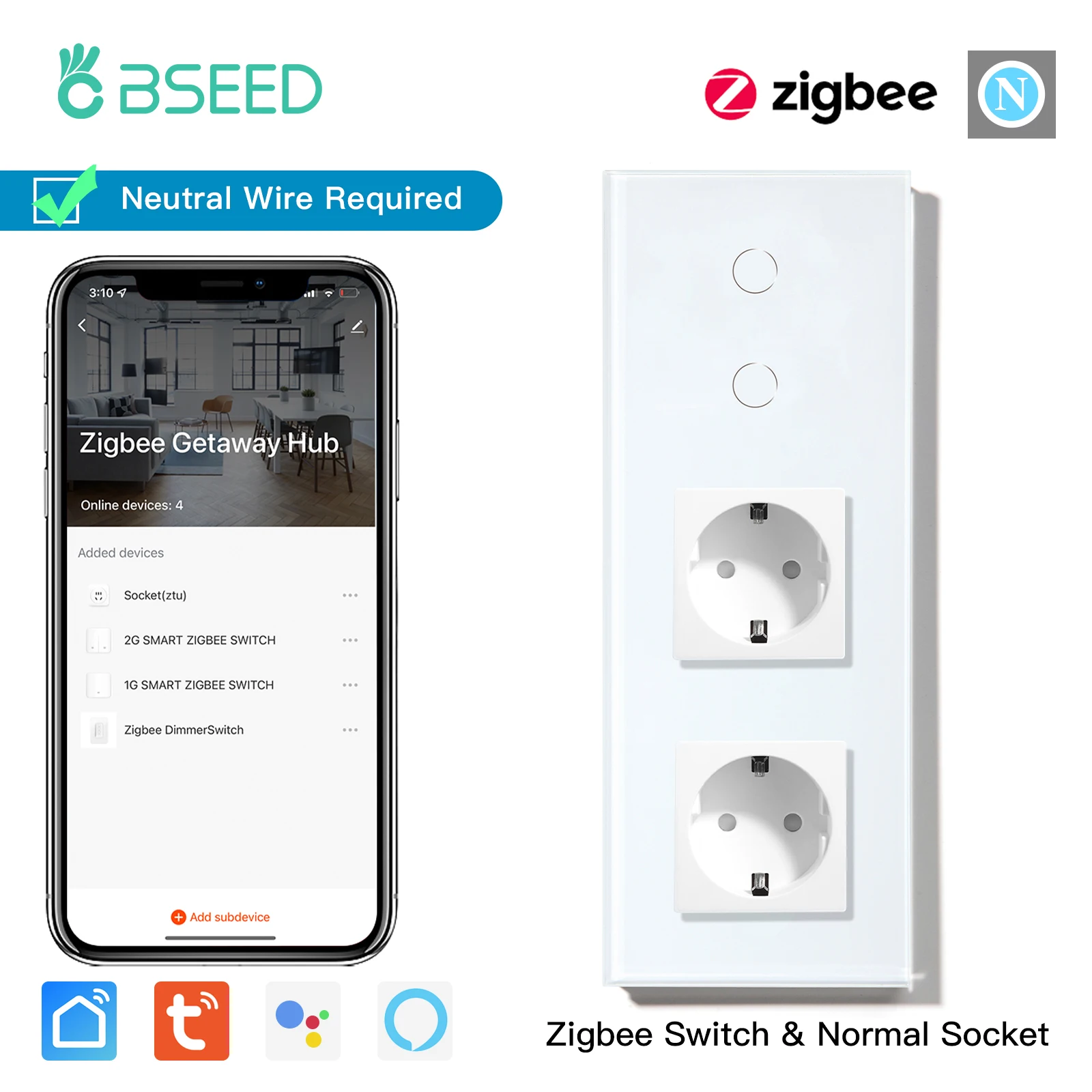 

Розетки BSEED Zigbee Switches Plus с USB C