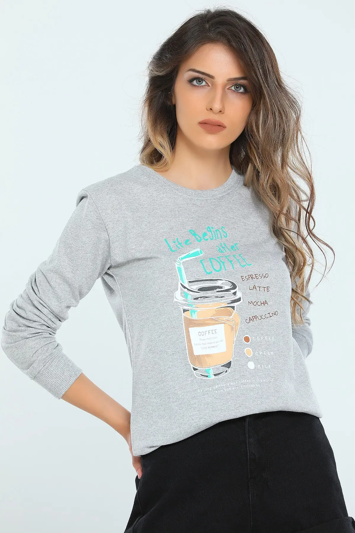 

Женская толстовка, серые толстовки из лайкры с круглым вырезом и принтом, модные всесезонные новые дизайнерские пуловеры, флисовые толстов...