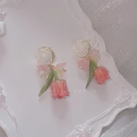 2022 spring and summer new fairy ancient flower earrings niche temperament exquisite high end temperament rose earrings