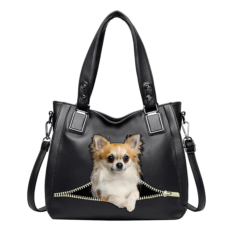 

Women Luxury Bag Casual Tote Bag Fashion Designer Handbags High Quality Lady PU Leather Shoulder Dog Picture Bags HBN021
