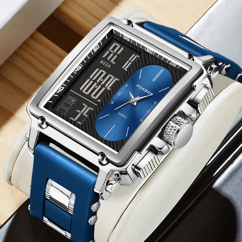 FOXBOX оригинальные кварцевые мужские наручные часы в стиле милитари спортивные
