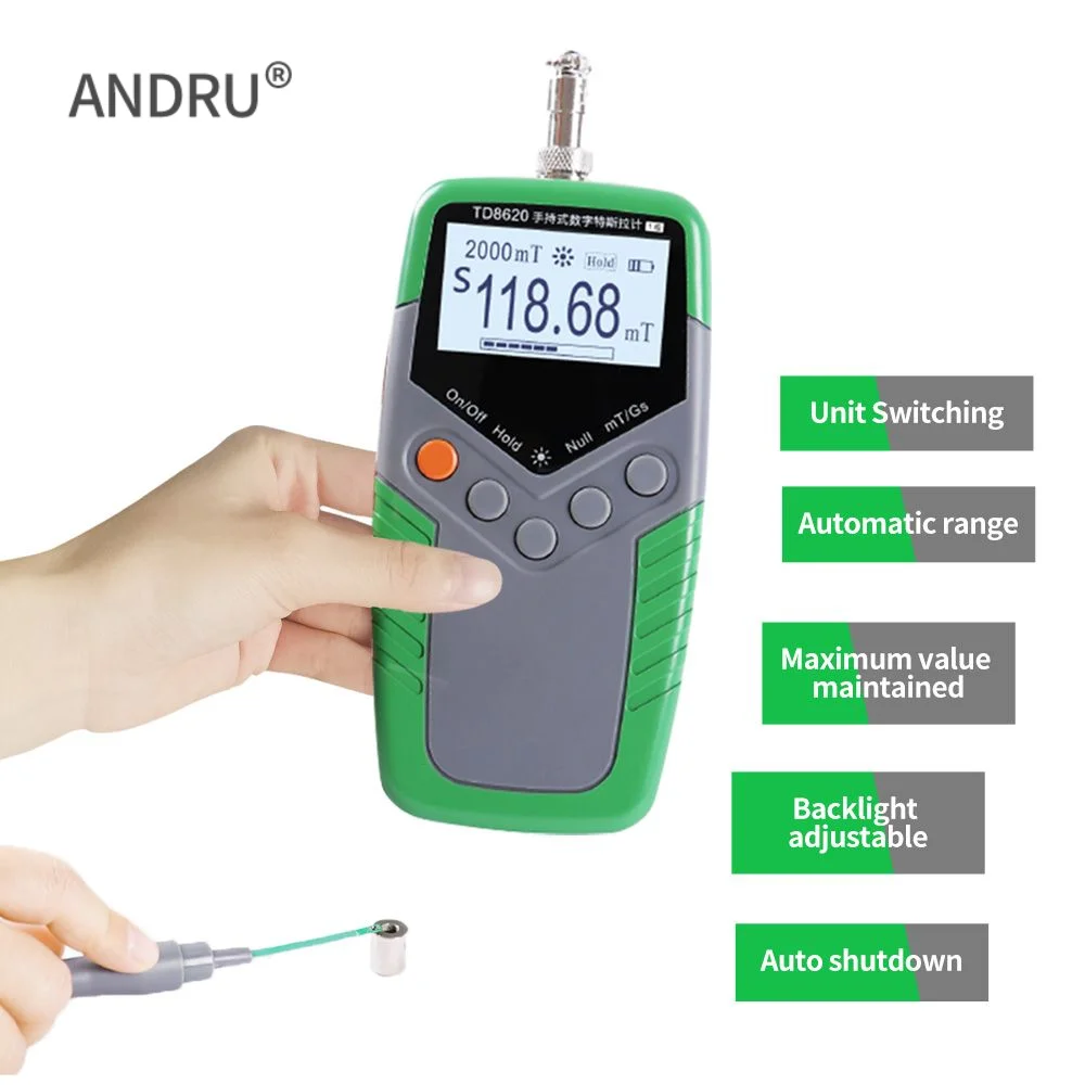 

Permanent Magnet Gauss Meter Class 5 Accuracy Handheld Digital Tesla Magnetic Flux Surface Field Test