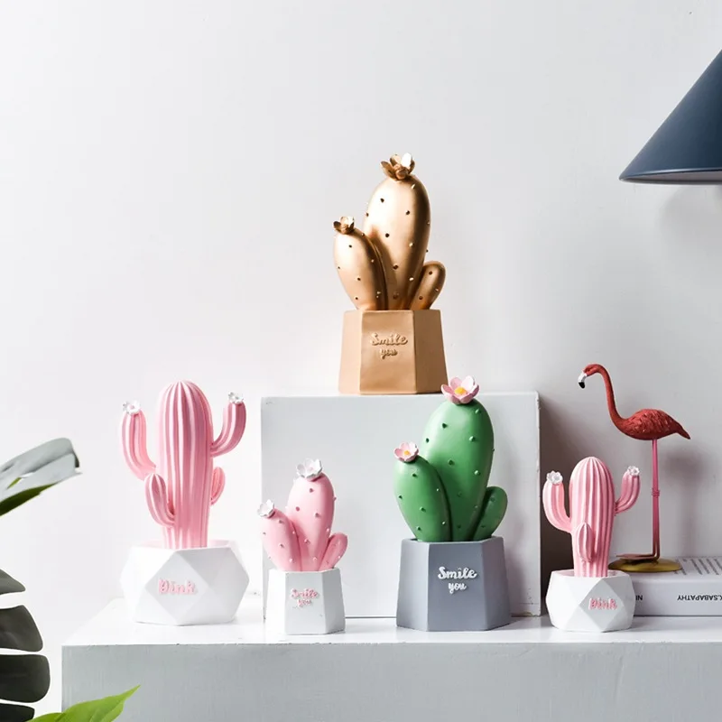 

Nordic Atr Simulation Cactus Creative Home Small Ornaments Pink Girl's Heart Gift Indoor Room Decorations