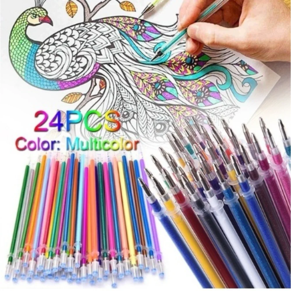 

Gel Ink Pen Refills Rollerball Refill Pastel Neon Glitter Sketch Drawing Markers Marker Manga Aquarela Capinhas 48 Colors Mixed