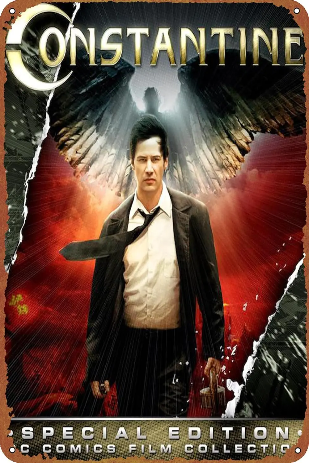 ZTLLFV Constantine Забавная металлическая жестяная вывеска Винтажное черное настенное